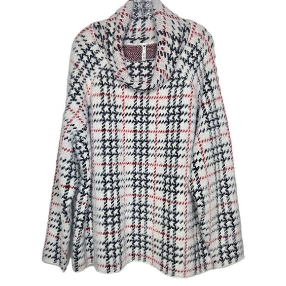 Leo & Nicole Plaid Cowl Neck Sweater Soft Size 3X Long Sleeves - Picture 1 of 8